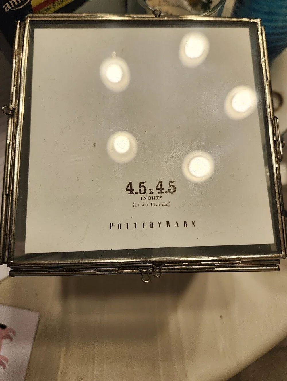 Pottery Barn Lexington Square Glass Photo 4.5 x 4.5 Frame in Silver Tone